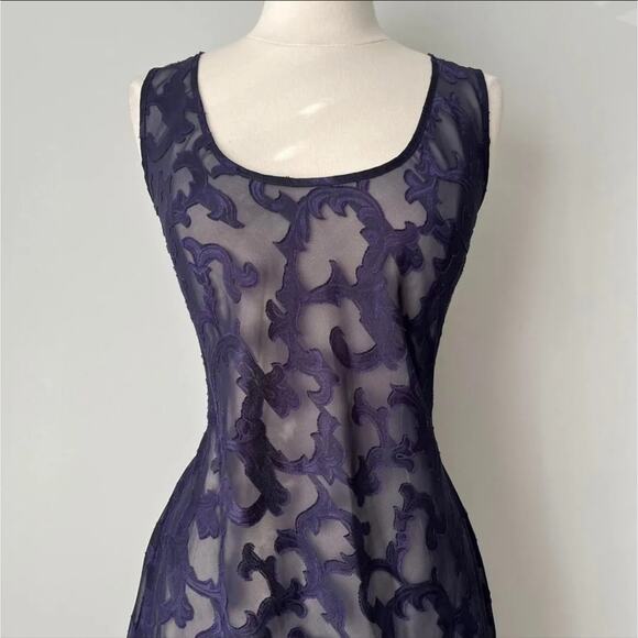 Victoria’s Secret Gold Label Sheer Maxi Slip Dress Purple Vintage Style Sz M - Picture 3 of 5